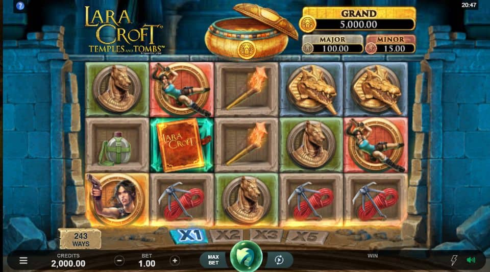 Lara Croft Temples and Tombs Slot Game Free Play at Casino Ireland 01