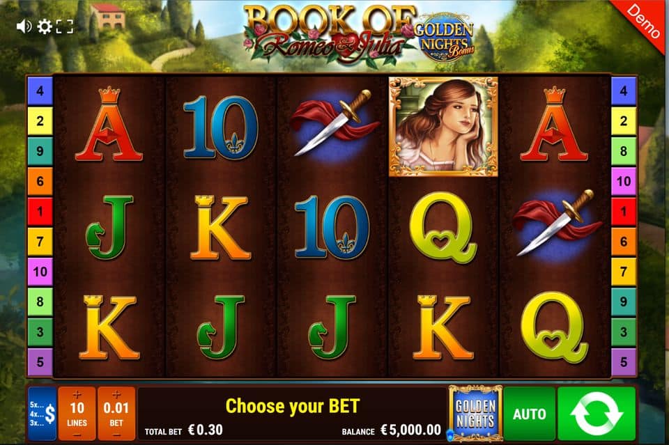 Book of Romeo and Julia GNB Slot Game Free Play at Casino Ireland 01